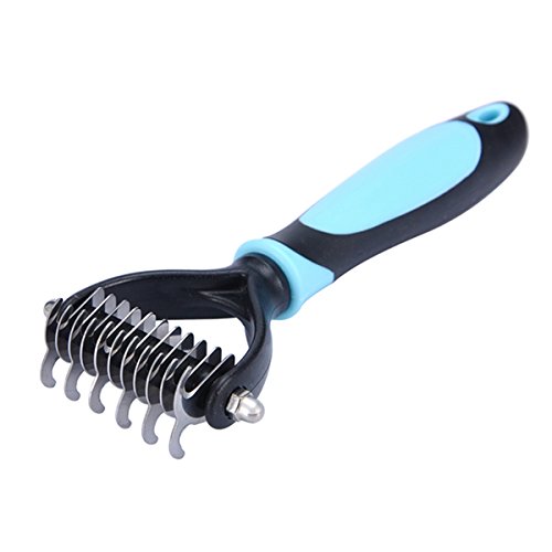 HOUSWEETY Pet Deshedding Tool and Grooming Brush for Dogs and Cats