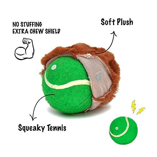 HugSmart Pet - Zoo Ball | 2-in-1 Plush and Squeaky Tennis Ball fo...