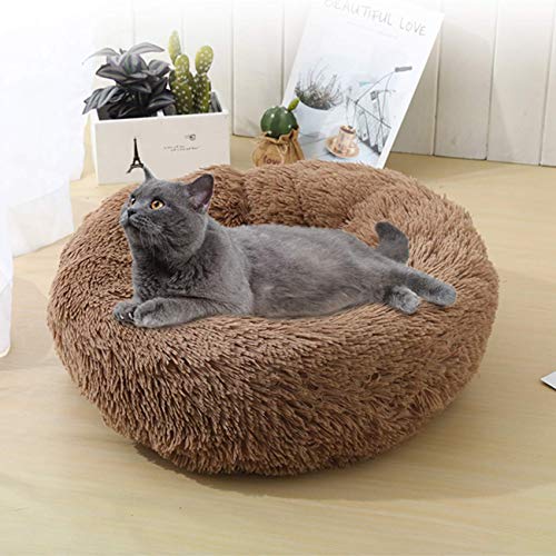 Huret Fluffy Calming Dog Bed Long Plush Donut Pet Beds for Cats M...