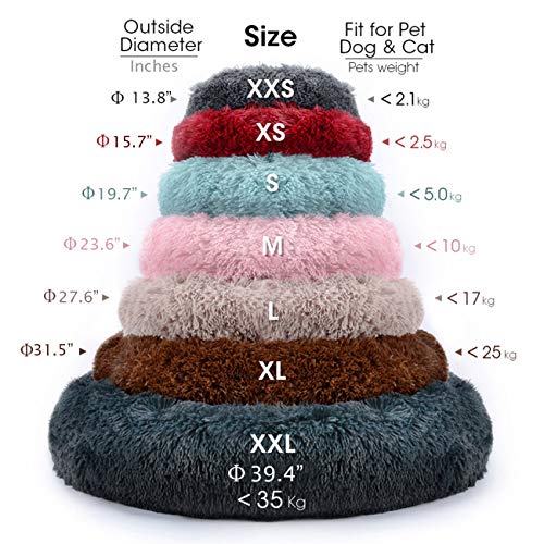 Huret Fluffy Calming Dog Bed Long Plush Donut Pet Beds for Cats M...