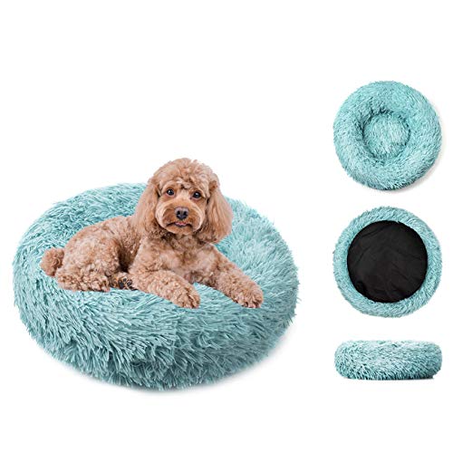 Huret Fluffy Calming Dog Bed Long Plush Donut Pet Beds for Cats M...