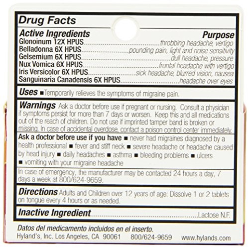 Hylands Migraine Headache Relief Tablets, Natural Migraine Relie...
