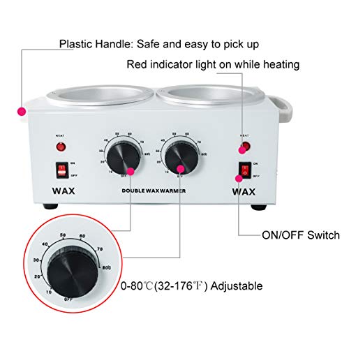 iMeshbean Double Wax Warmer Heater Hair Removal Waxing Kit Hot P...