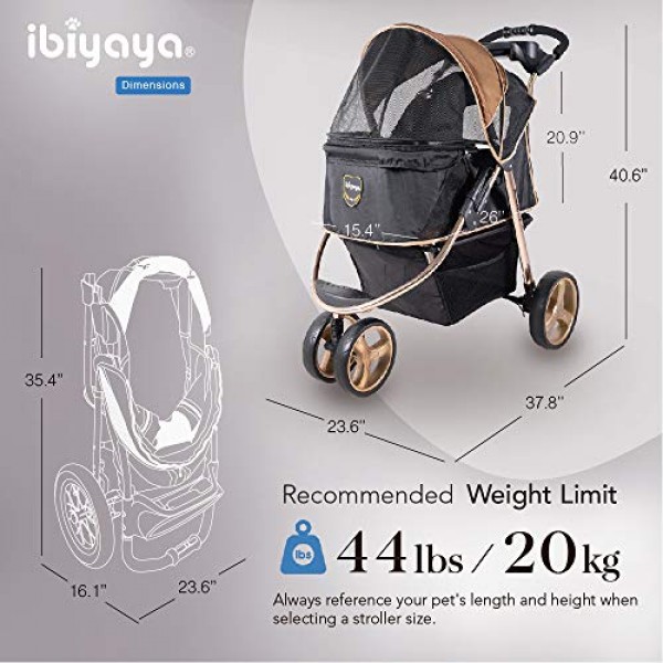 3 Wheel Dog Stroller for Small and Medium Dogs with Cup Holders, ...