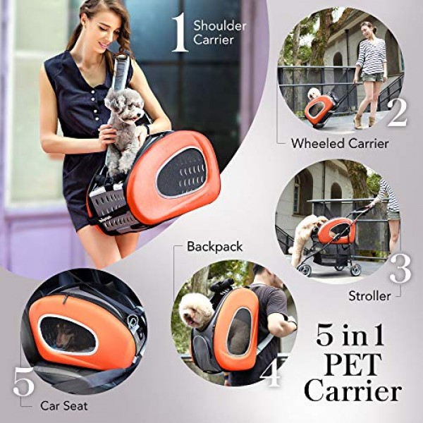 5-in-1 Pet Carrier with Backpack, Pet Carrier Stroller, Shoulder ...