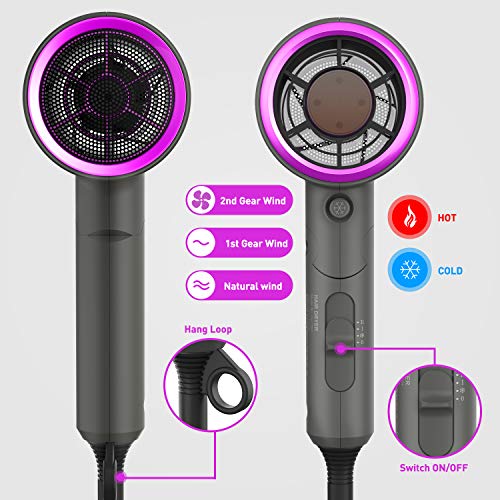 Ionic Hair Dryer, ICETEK 2000W Diffuser Hair Dryer Professional S...