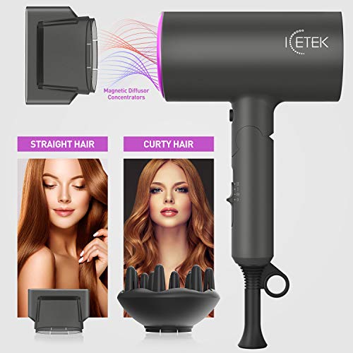 Ionic Hair Dryer, ICETEK 2000W Diffuser Hair Dryer Professional S...