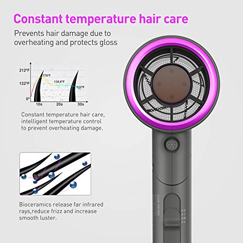 Ionic Hair Dryer, ICETEK 2000W Diffuser Hair Dryer Professional S...