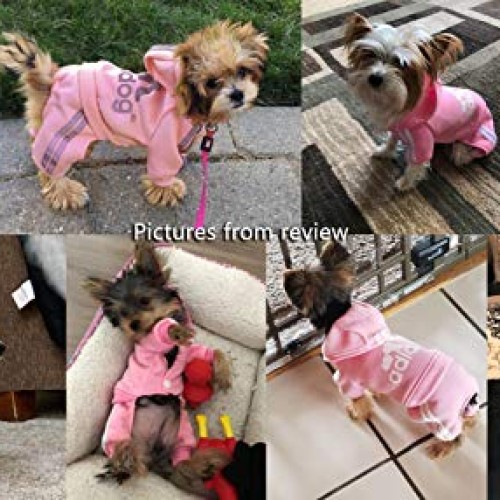 Idepet Cotton Adidog Dog Hoody Clothes, M, Pink