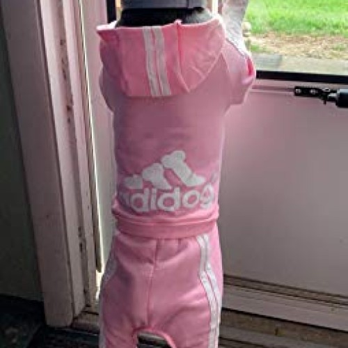 Idepet Cotton Adidog Dog Hoody Clothes, M, Pink