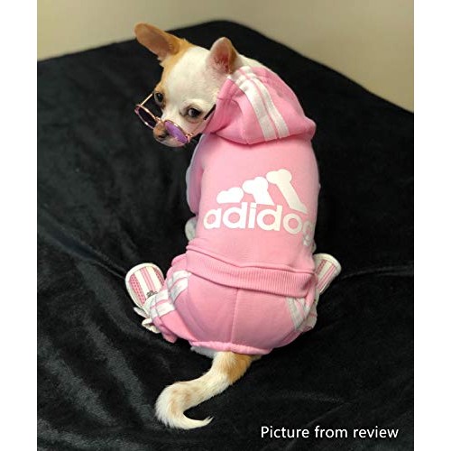 Idepet Cotton Adidog Dog Hoody Clothes, M, Pink