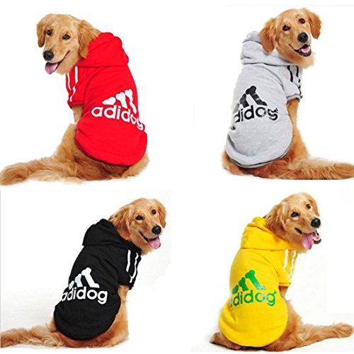 Idepet Cotton Adidog Large Dog Clothes Hoody, 4XL, Black