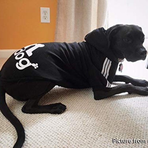 Idepet Cotton Adidog Large Dog Clothes Hoody, 4XL, Black