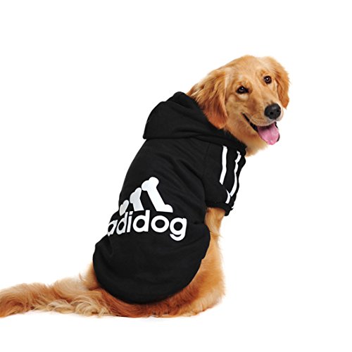 Idepet Cotton Adidog Large Dog Clothes Hoody, 4XL, Black