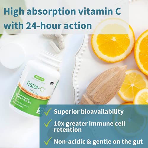 Ester-C 1400mg, High Dose Buffered Vitamin C 1000mg, 24-Hour Immu...
