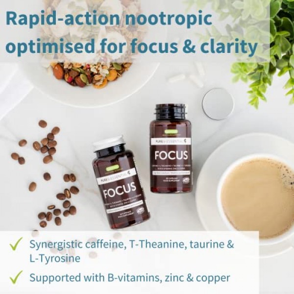 Pure and Essential Focus Comprehensive Nootropic, 200mg Caffeine,...