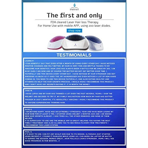 iHelmet THE ONLY CAP WITH SMART APP - 88 Laser Diodes Hair Loss T...