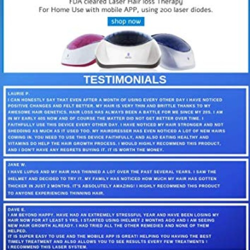 iHelmet THE ONLY CAP WITH SMART APP - 88 Laser Diodes Hair Loss T...