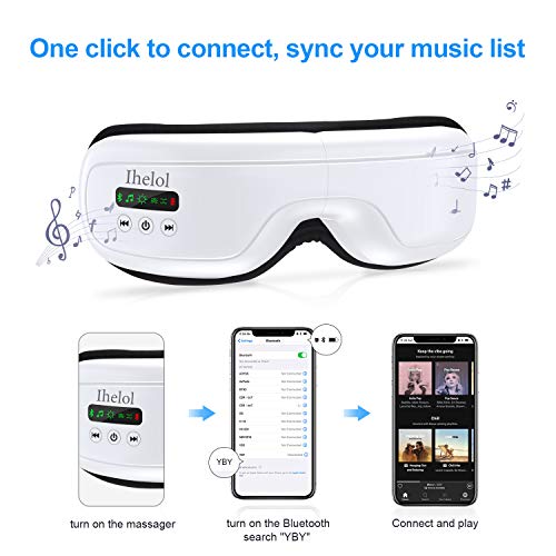 Eye Massager with Heat, Ihelol Bluetooth Music Rechargeable Eye M...