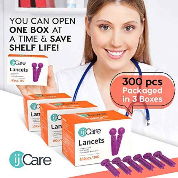 ijCare 30g Lancets for Blood Testing 300pcs – Fits Any Standard...