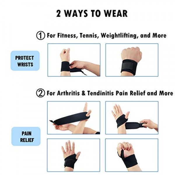 2 Pack Adjustable Sport Wrist Brace, Wrist Support, Wrist Wrap, W...