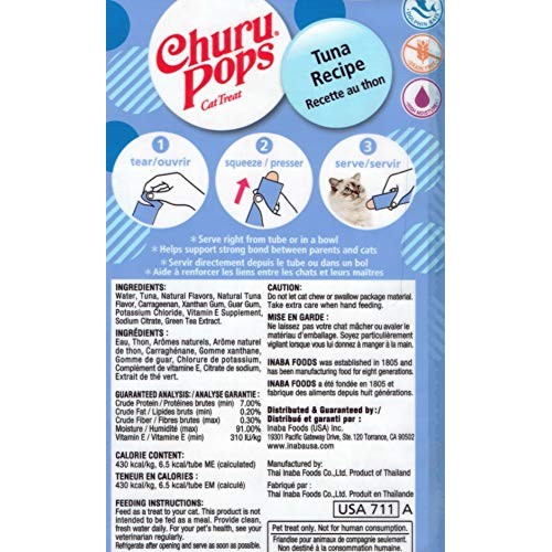 INABA Churu Pops Moist and Chewy Cat Treat Tuna Recipe 4 Tubes