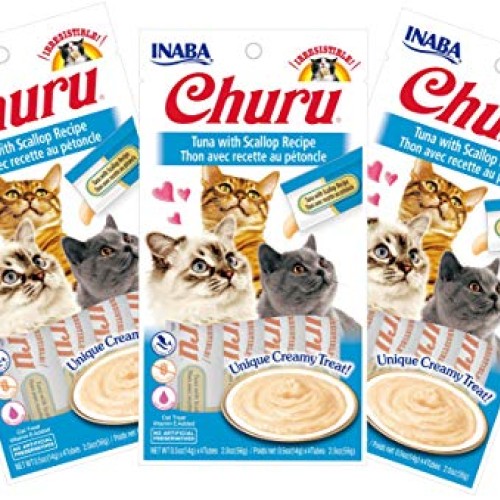 INABA Churu Tuna with Scallop Recipe Lickable Purée Natural Cat T...