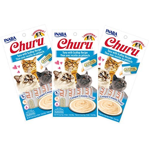 INABA Churu Tuna with Scallop Recipe Lickable Purée Natural Cat T...