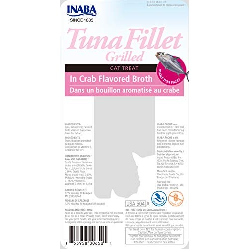 INABA Grilled Tuna Fillet in Crab Broth Cat Treats 6pk