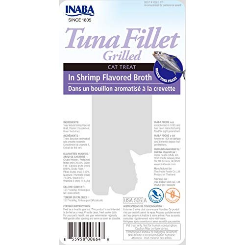 INABA Grilled Tuna Fillet in Shrimp Broth Cat Treats 6pk