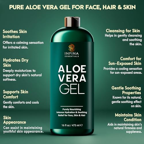 INFINA ESSENTIALS Pure Aloe Vera Gel for Face, Hair & Skin - Soot...