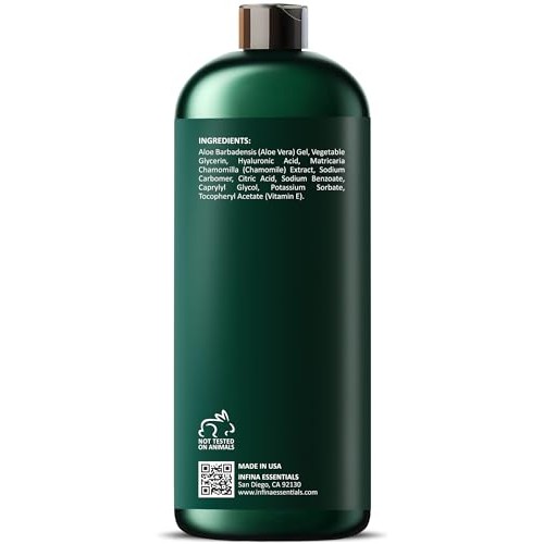 INFINA ESSENTIALS Pure Aloe Vera Gel for Face, Hair & Skin - Soot...