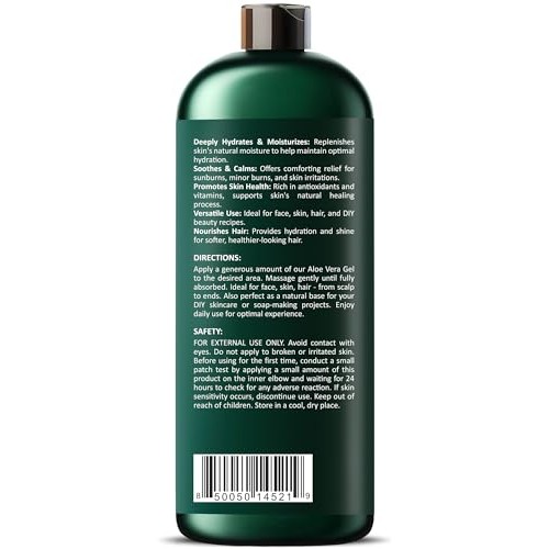 INFINA ESSENTIALS Pure Aloe Vera Gel for Face, Hair & Skin - Soot...