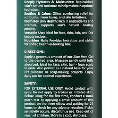 INFINA ESSENTIALS Pure Aloe Vera Gel for Face, Hair & Skin - Soot...