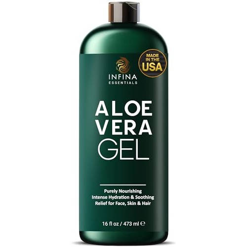 INFINA ESSENTIALS Pure Aloe Vera Gel for Face, Hair & Skin - Soot...