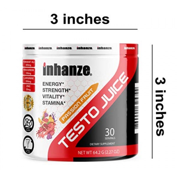 inhanze Testo Juice - Promotes Energy, Focus, Mood, Strength & Mu...