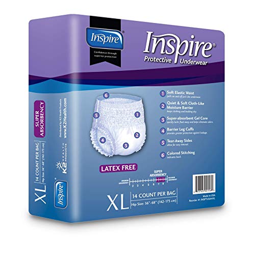 Inspire Adult Diaper Incontinence Underwear, Extra Large, 56 count