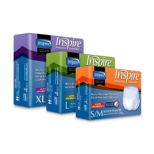 Inspire Adult Diaper Incontinence Underwear, Large, 72 count