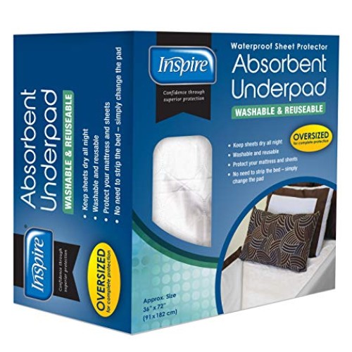Inspire Washable Reusable Incontinence Underpad, Oversized 36x72 ...