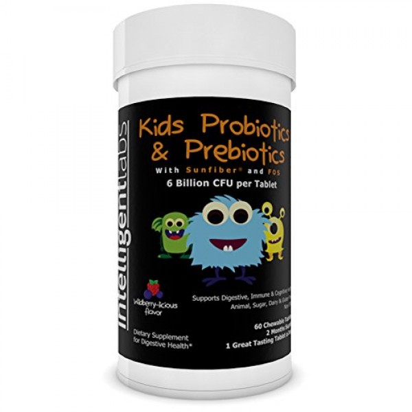 6 Billion CFU Kids / Childrens Probiotics with Prebiotics, Sunfi...