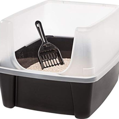Clean Pet Cat Kitty Open Top Large Cats Litter Box with Shield an...