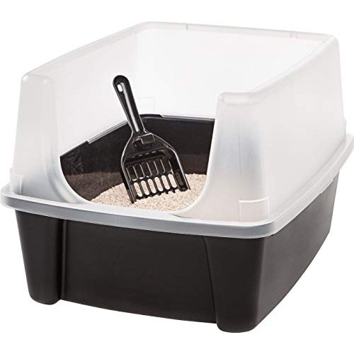 Clean Pet Cat Kitty Open Top Large Cats Litter Box with Shield an...