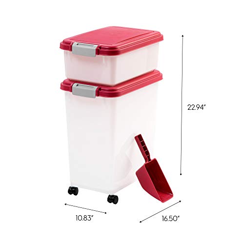 IRIS USA 3Piece Airtight Pet Food Container Combo, Red MP-8/MP-1/...