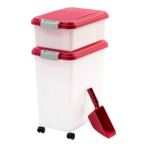 IRIS USA 3Piece Airtight Pet Food Container Combo, Red MP-8/MP-1/...