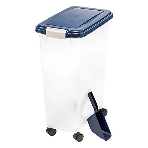 IRIS USA Airtight Pet Food Container and Food Scoop Combo, Navy M...