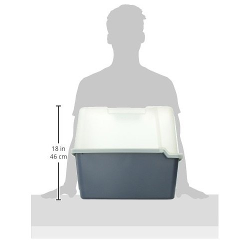 IRIS USA Large Split-Hood Litter Box with Scoop and Grate, Blue C...