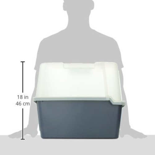 IRIS USA Large Split-Hood Litter Box with Scoop and Grate, Blue C...