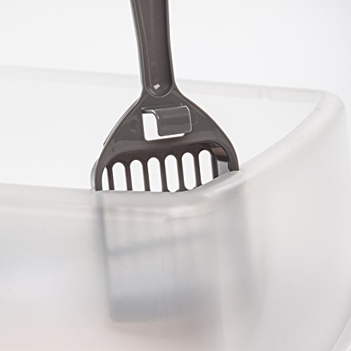 IRIS USA Open Top Cat Litter Box Kit with Shield and Scoop, Gray,...