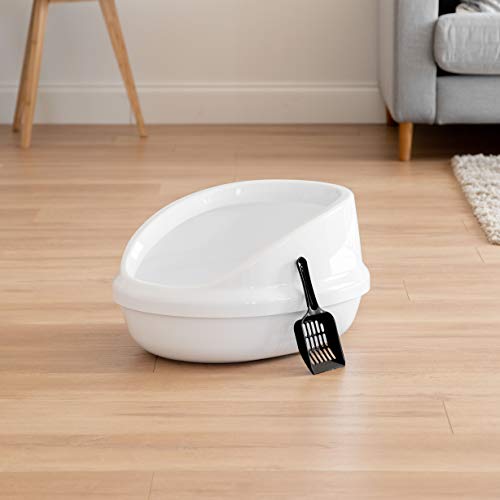IRIS USA Pne-500H Large Shielded Litter Pan, White