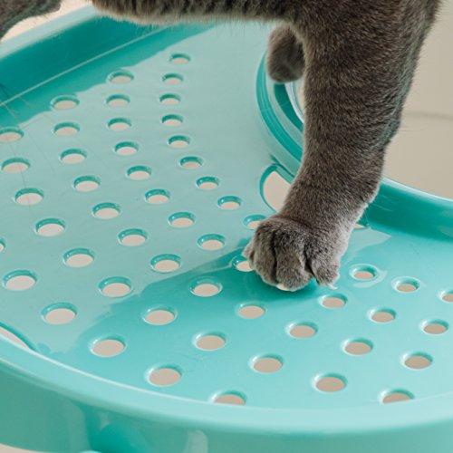 IRIS USA Tecl-20 Top Entry Cat Litter Box With Scoop, White/Seafo...